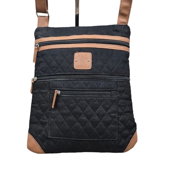 Stone Mountain Multi Pocket Black/Tan Cross-body Purse - Picture 2 of 6